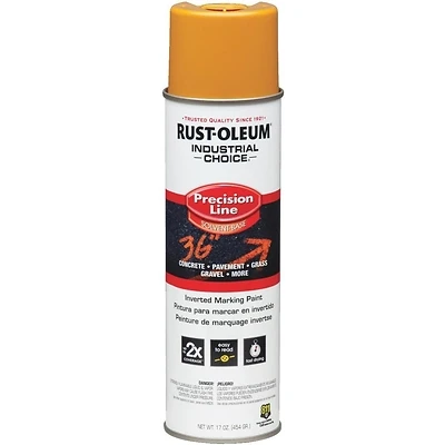 Industrial Choice Precision Line Inverted Aerosol Marking Paint, Caution Yellow, 17-oz.