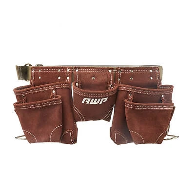 AWP 1L-494-2 Suede Leather Tool Apron, Metal Hammer Holder