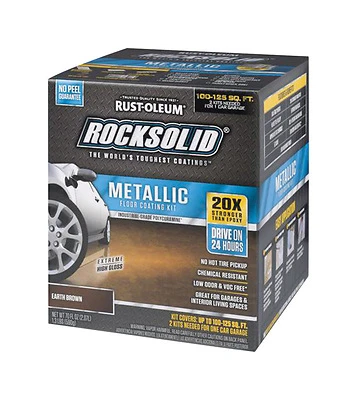Rocksolid Garage Floor Coating Kit, Earth Brown Metallic, Covers Up To 100 Sq. Ft.
