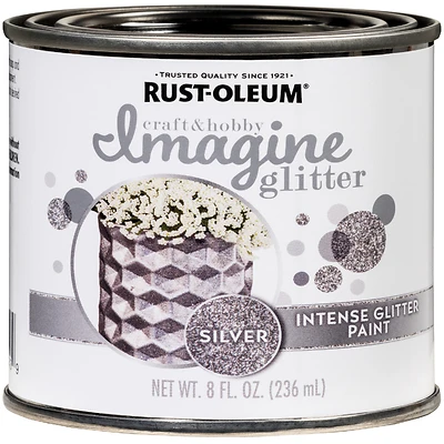 Rust-Oleum 345699 Imagine Craft & Hobby Glitter Paint, Intense Silver, 8 Oz