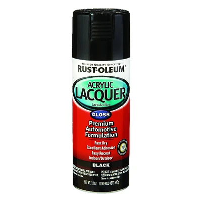 Rust-Oleum 253365 Automotive Acrylic Lacquer Spray, Black Gloss, 12 oz