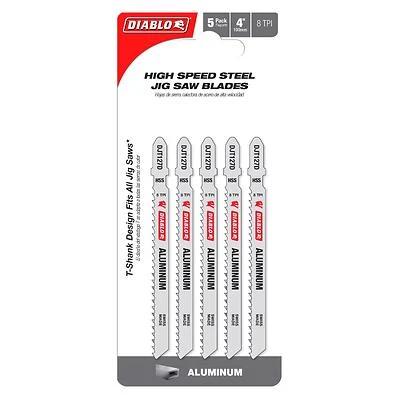 4 In. High Speed Steel T-shank Jig Saw Blade 8 Tpi For Aluminum (5 Pk)