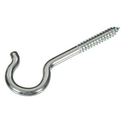 .080 X 1-5/16 Zinc-Plated Round Ceiling Type Screw Hook 10Pk Hillman 852430