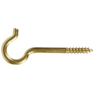 .192 X 3-3/8 Solid Brass Round Ceiling Type Screw Hook 2Pk Hillman 852432