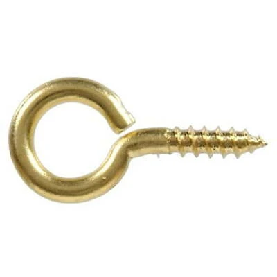 .162 X 1-5/8 Solid Brass Large Eye Screw Eye, 3Pk Hillman Hooks and Eyes 852422