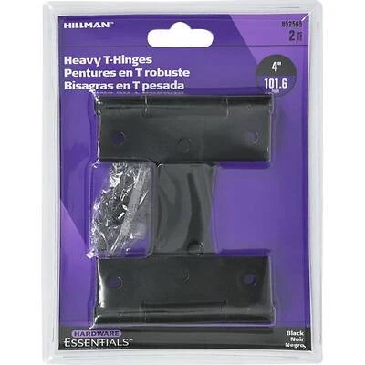 Part 852565 4  Brass Plated Heavy T-Hinge Black Fini, by Hillman, Single Item, G