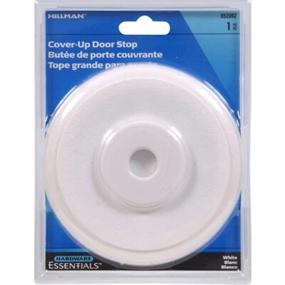 5-3/8" Self-adhesive White Plastic Cover Up Wall Door Stop By Hillman