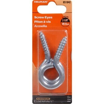 .263" X 2-5/8" Zinc-plated Large Screw Eye Hook - Model 851842