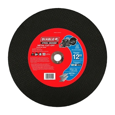 Steel Demon Metal High Speed Cut Off Disc, 1-In. Arbor, 12-In.