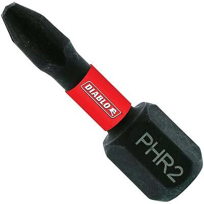 #2 Phillips Reduced Dia 1 In. Insert Impact Screwdriver Bit 25 Pk