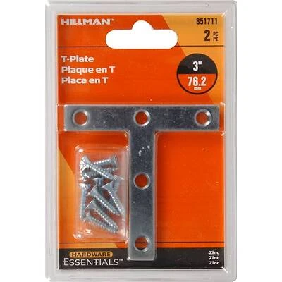 3 X 3 Inch Zinc Plated T-plate Mending Plates By Hillman - Model 851711