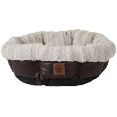 Ultra Luxury Cuddler Pet Bed, Brown/Cream, 19-In. Round