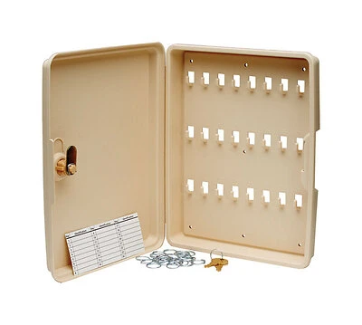 Key Cabinet, Lockable, Holds 24 Keys, Plastic