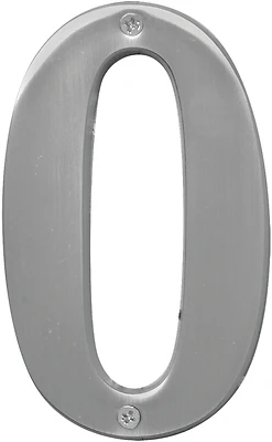 Hy-ko 5" Satin Nickel Dimensional House Number 0 - Nail-on Style