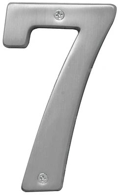 5" Satin Nickel Dimensional House Number 7 - Nail-on Installation