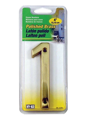 Hy-Ko BR-42PB/1 Prestige Brass Dimensional House Number 1, 4 In.