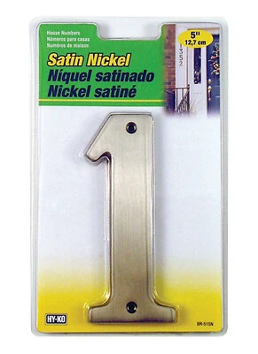 5" Satin Nickel Dimensional House Number 1 - High-quality Brass With Mounting Hardware