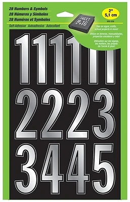 House Address Number & Letter Set, Prism Silver Vinyl, Adhesive, 2-In.
