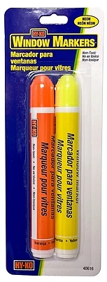 Hy-Ko 40616 Window Markers, Neon Orange & Yellow, 2-Pack