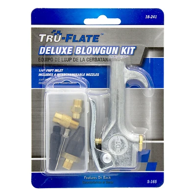 Tru-Flate 18-241 Deluxe Air Blow Gun Kit, 30 PSI, 1/4 In.