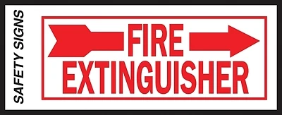 Fire Extinguisher With Right Arrow, Peel & Stick, Red & White Glow-In-The-Dark Vinyl, 4 x 10-In.
