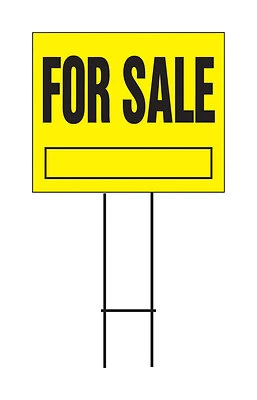 Hy-Ko YFS-10 For Sale Sign, Yellow & Black Plastic, 24 x 19-In.