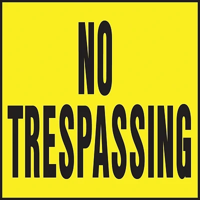 Hy-Ko YP-7 No Trespassing Sign, Plastic, Black on Yellow, 11 x 11 In.