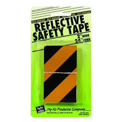 Hy-Ko TAPE-1 Reflective Safety Tape, Black/Yellow, 2 In. x 24 In., 5 Pk
