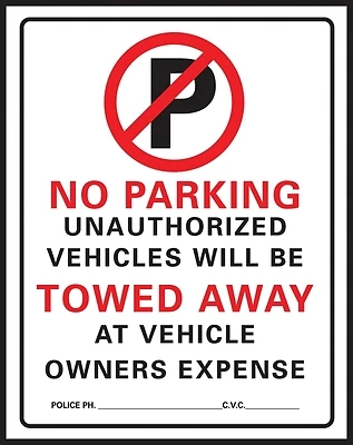Hy-Ko 702 No Parking Sign, Plastic, 19 x 15 In.