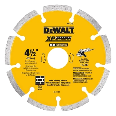 DeWalt DW4740 Tuck Point Diamond Blade, 4-1/2 In. x .250 In.