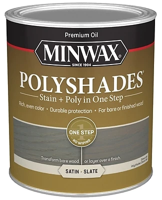 Minwax 613984444 PolyShades Stain & Poly Finish, Satin Slate, Qt.