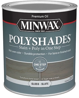 Minwax 614984444 PolyShades Stain & Poly Finish, Gloss Slate, Qt.