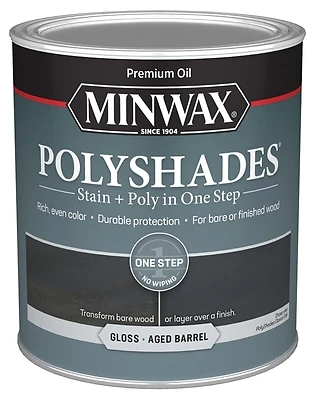 Minwax 614994444 PolyShades Stain & Poly Finish, Gloss, Aged Barrel, Qt.