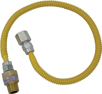 Gas Connector with Fitting, 1/2 x 1/2 Male/Female x 48-In.