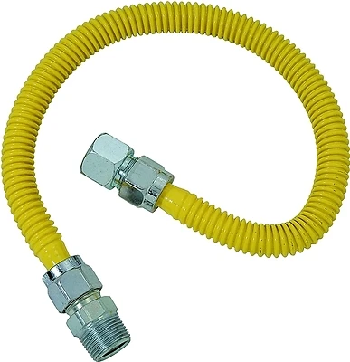Gas Connector with Fitting, 3/4 x 3/4 Female/Male x 36-In.