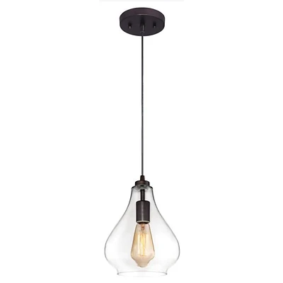 Mini Pendant Light, Oil-Rubbed Bronze/Clear Glass, 60-Watt