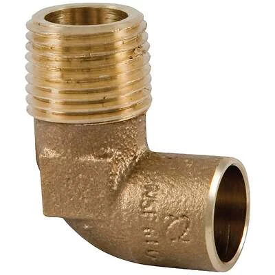 Nibco Copper Pipe Elbow, 90 Degree, 1/2 In. CxM MPT