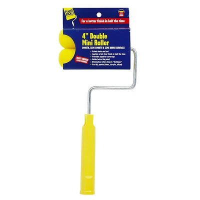 Double Mini Paint Roller Cover With Frame, Foam, 4-In.