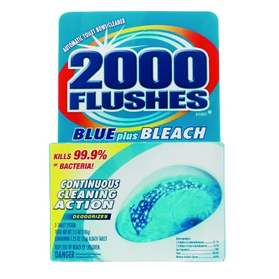 2000 Flushes 208017 Blue Plus Bleach Anti-Bacterial Toilet Cleaner, 3.5 Oz