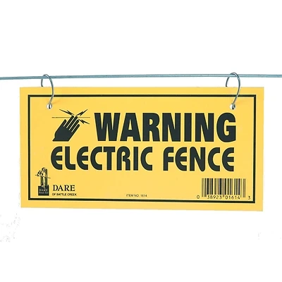 Electric Fence Warning Sign, Yellow & Black Laminated Vinyl, 4 x 8 In., 3-Pk.
