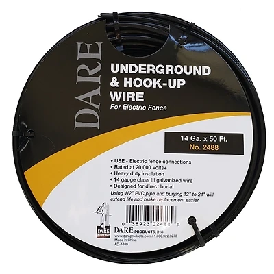 Underground & Hook-Up Wire For Electric Fence, Polyethylene Over Steel, 20,000-Volt, 50 Ft.