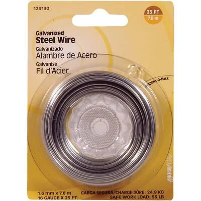 Hillman 123130 Galvanized Hobby Wire, 16-Gauge, 25-Ft.
