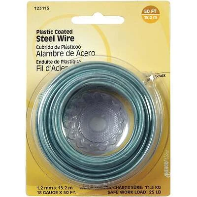 Hillman 123115 Plastic-Coated Hobby Wire, 18-Gauge, 50-Ft.