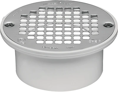 Oatey 43583 PVC Floor Drain with Strainer, 3-4 In., White
