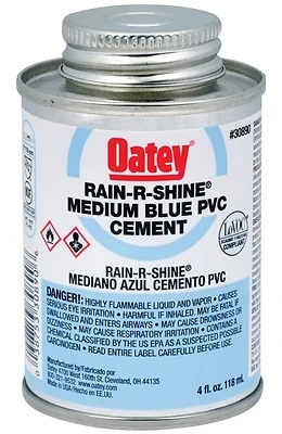 Rain-r-shine 4 Oz. Medium Bodied Blue Pvc Cement For Wet Conditions