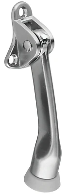 Kick-Down Door Stop, Satin Nickel, 4 In.