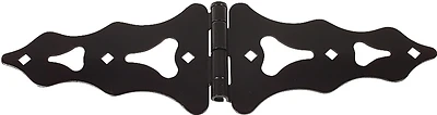 10 In. Black Ornamental Strap Hinge - Heavy-duty Steel For Gates & Doors