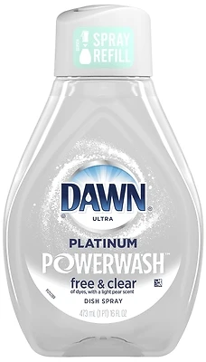Ultra Free & Clear Powerwash Dish Spray Soap, Pear Scent, 16-oz. Refill