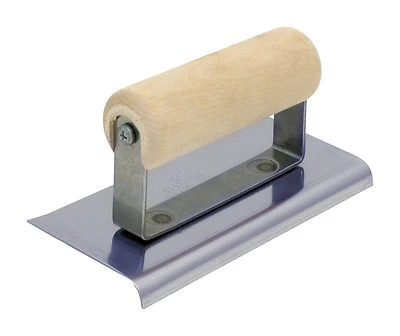 6 In. X 3 In. Curved End Edger With Stainless Steel Blade And Wooden Handle