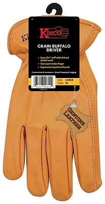 Full Grain Leather Buffalo Driver Gloves, Rust Color, Men's L